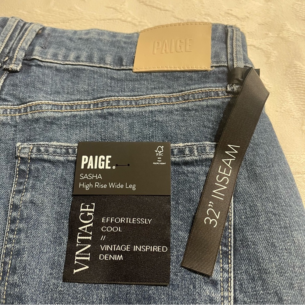 PAIGE Sasha Wide Leg Jean in Blue Size 30 - Picture 7 of 15